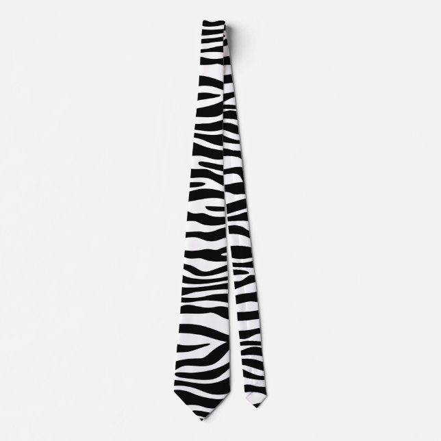 Gravata Listras de zebra padrão preto e branco + suas idei (Frente)