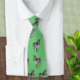 Gravata Listras de Zebras Modernas e Elegantes em Verde Cl