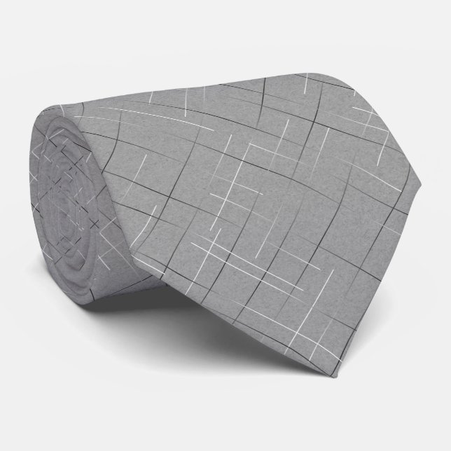Gravata Listras Desenhadas | Cinza Manchado (Rolled)