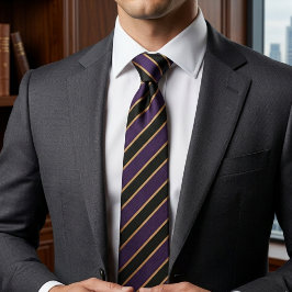 Gravata Listras diagonais roxas e douradas