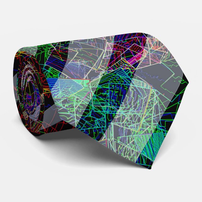 Gravata Listras estranhas, linhas e quadrados estranhos co (Rolled)