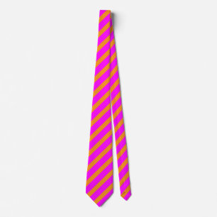 Gravata Listras Laranja Rosa Neon Padrões Coloridos Elegan