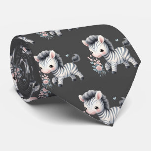 Gravata Listras Pretas e Brancas Modernas Kawaii Zebras Fo