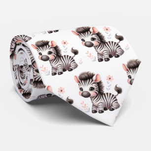 Gravata Listras Pretas e Brancas Zebras Kawaii Modernas Fo
