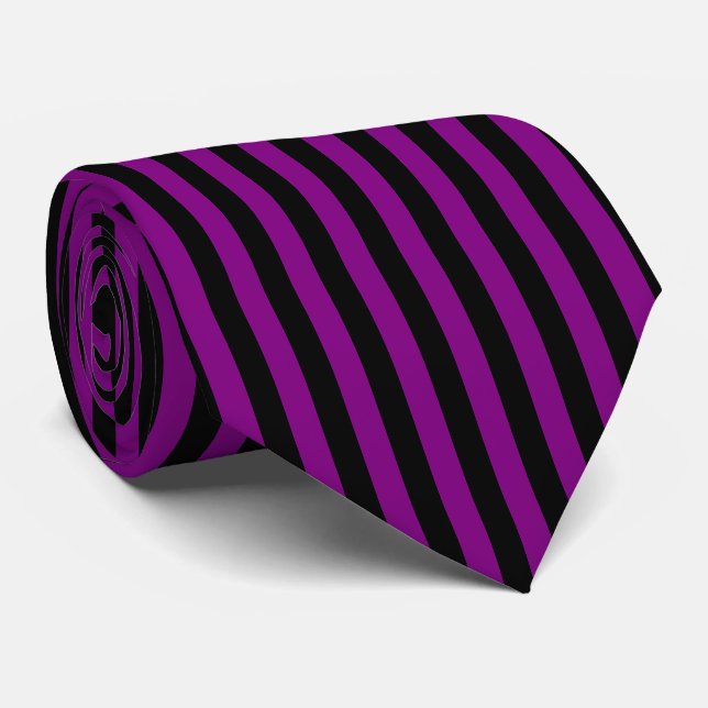Gravata Listras Verticais Roxas e Pretas Grandes (Rolled)