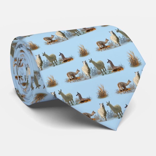 Gravata Llama Meadow (Azul Claro) (Rolled)
