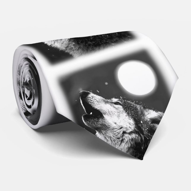 Gravata Lobo Branco Negro Howling na Torre da Lua (Rolled)