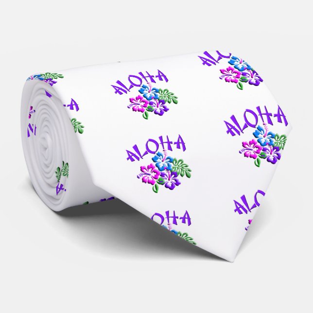 Gravata Logotipo da Camisa T Aloha Hibiscus (Rolled)