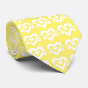 Gravata Logotipo de Amor, Amarelo e Branco