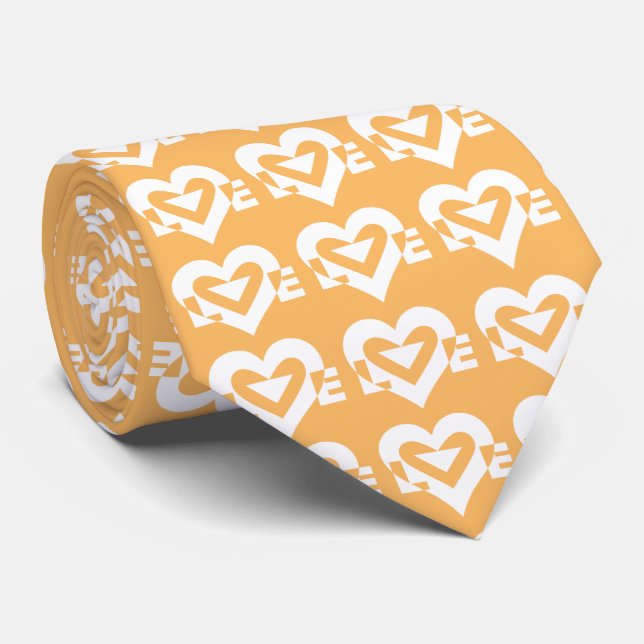 Gravata Logotipo de Amor, Laranja e Branco (Rolled)