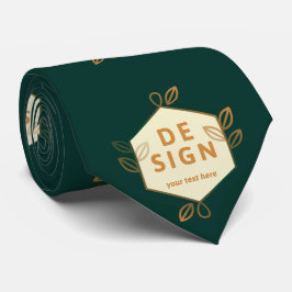 Gravata Logotipo hexagonal de creme decorativo em um verde