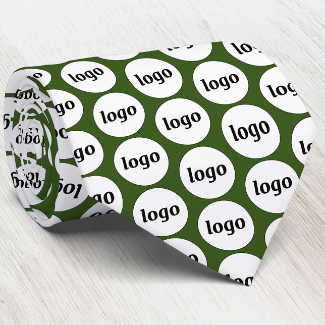 Gravata Logotipo Simples Empresarial Verde Floresta (Simple logo pattern business branding forest green neck tie)