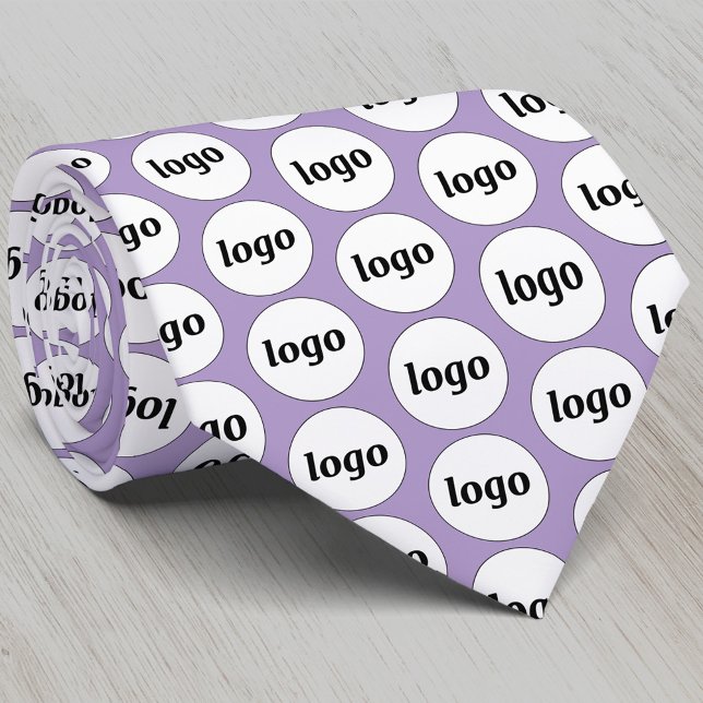Gravata Logotipo simples Padrão comercial Lilac Roxo (Simple logo pattern business promotional pastel lilac purple neck tie)