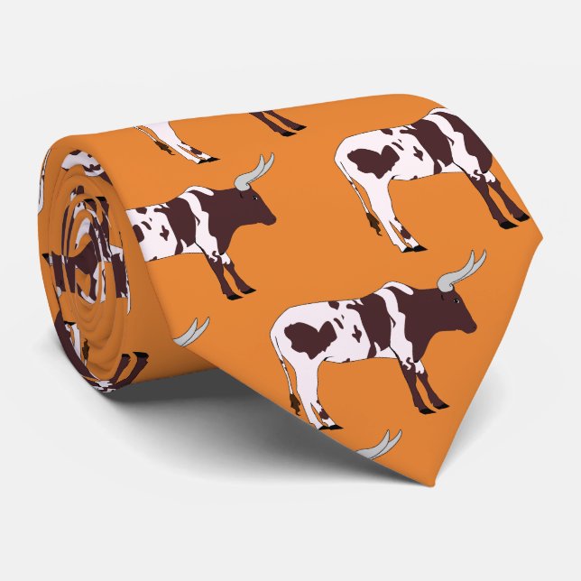 Gravata Longhorn Steer Team Mascot Necktie de Futebol (Rolled)