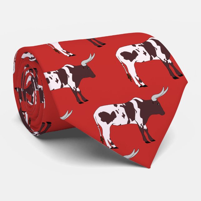 Gravata Longhorn Steer Team Mascot Necktie de Futebol (Rolled)