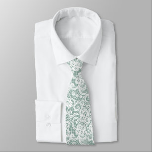 Gravata Lugar Branco Em Fundo Verde Sage