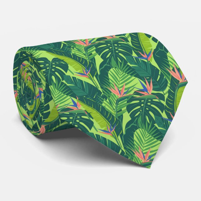 Gravata Lush Vibrant Tropical Leaf Monstera and Palm (Rolled)