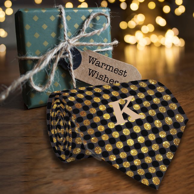 Gravata Luxe Glitter Bolinhas Personalizar Nome Preto (Criador carregado)