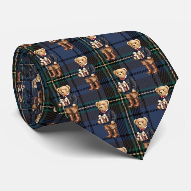 Gravata Luxe Preppy Plaid Christmas Teddy Bear (Rolled)