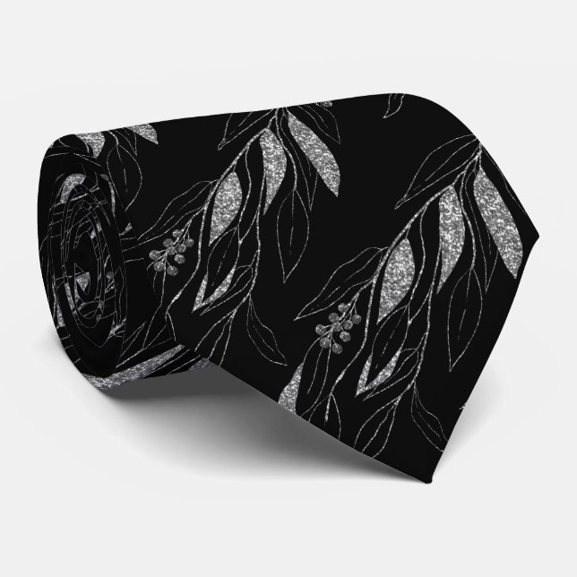 GRAVATA LUXE SILVER BLACK EUCALYPTUS BOTÂNICO TIE (Rolled)