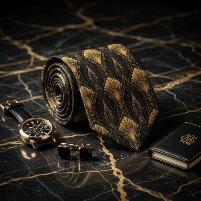 Gravata Luxo Art Deco Geométrico Gatsby (Criador carregado)