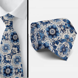 Gravata Luxo Empresarial   Seda Falsa Azul Marroqu