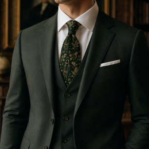 Gravata Luxo Equestre Verde Floresta Old Money