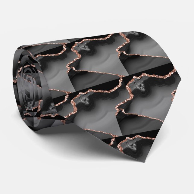 Gravata Luxo Falso Brilho Rosa Dourado e Seda Falsa (Rolled)