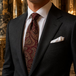 Gravata Luxo Paisley Borgonha Real