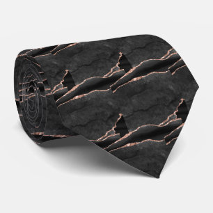 Gravata Luxo Preto Rosa Dourado Falso Brilho Falso Seda