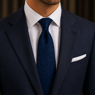 Gravata Luxo Silencioso Damask Azul Meia-Noite