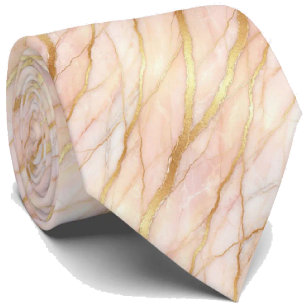 Gravata Luxo Stone Tie   Mármore Rosa Dourado & Dourado