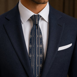 Gravata Luxo Vintage Ornamental Elegante Azul Marinho