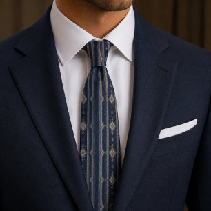 Gravata Luxo Vintage Ornamental Elegante Azul Marinho