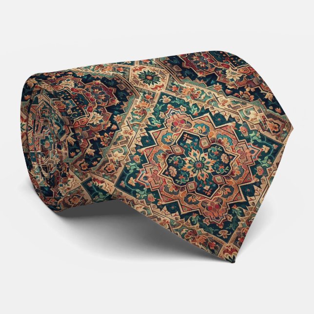 Gravata Luxuosa de Estilo Persa em Seda Falsa (Rolled)