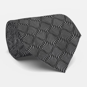 Gravata Luxuosa Prata e Preta Art Déco