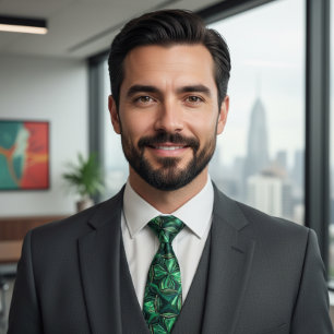 Gravata Luxuoso Padrão Geométrico de Esmeralda Preciosa