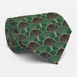 Gravata Luxuoso Verde Esmeralda & Dourado Geométrico Art D