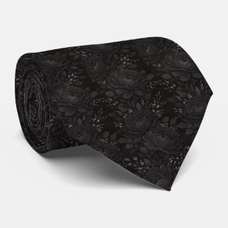 Gravata Luxury Matte Black Floral