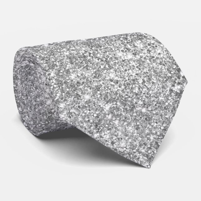Gravata Luxury Sparkly Silver Glitter (Rolled)