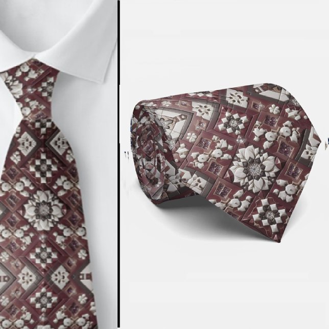 Gravata Luxury Statement Burgundy Moroccan Neck Tie (Criador carregado)
