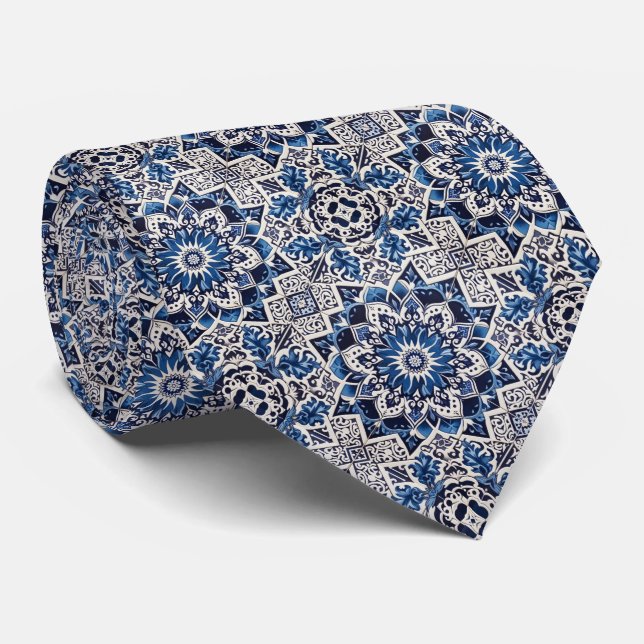 Gravata Luxury Statement Moroccan Tiled Faux Silk Neck Tie (Rolled)