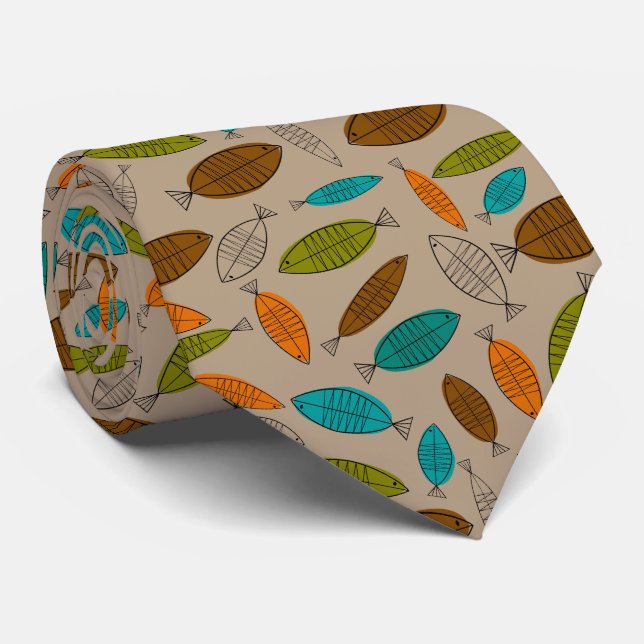 Gravata Luz moderna do laço dos peixes do meio século - (Rolled)