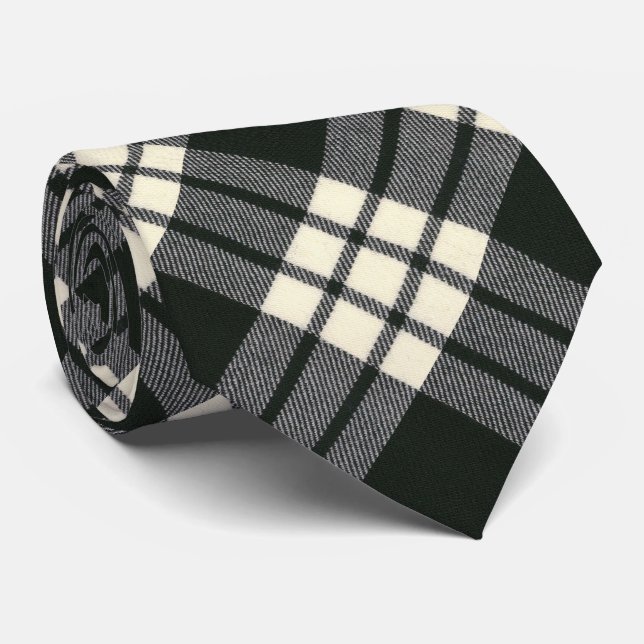 Gravata MacFarlane Black e White Modern Tartan (Rolled)