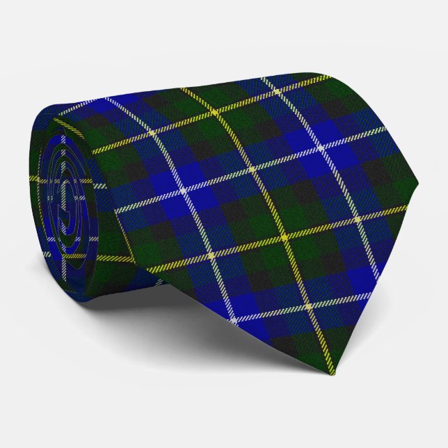 Gravata Macneil da xadrez azul de Barra tartan (Rolled)