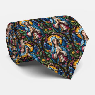 Gravata Mãe Mary Vidro Colorido Virgem Maria