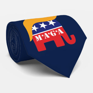 Gravata MAGA reelege o logotipo Donald Trump GOP Elephant