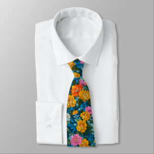 Gravata Magenta Amarelado Mal-humorado Floral Teal Escuro