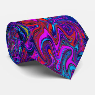 Gravata Magenta marmoreada, Abstrato azul e vermelho