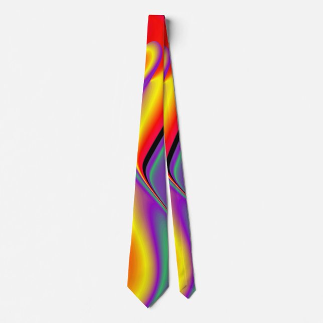 Gravata Magia das cores, Abstrato 3D Rainbowart (Frente)
